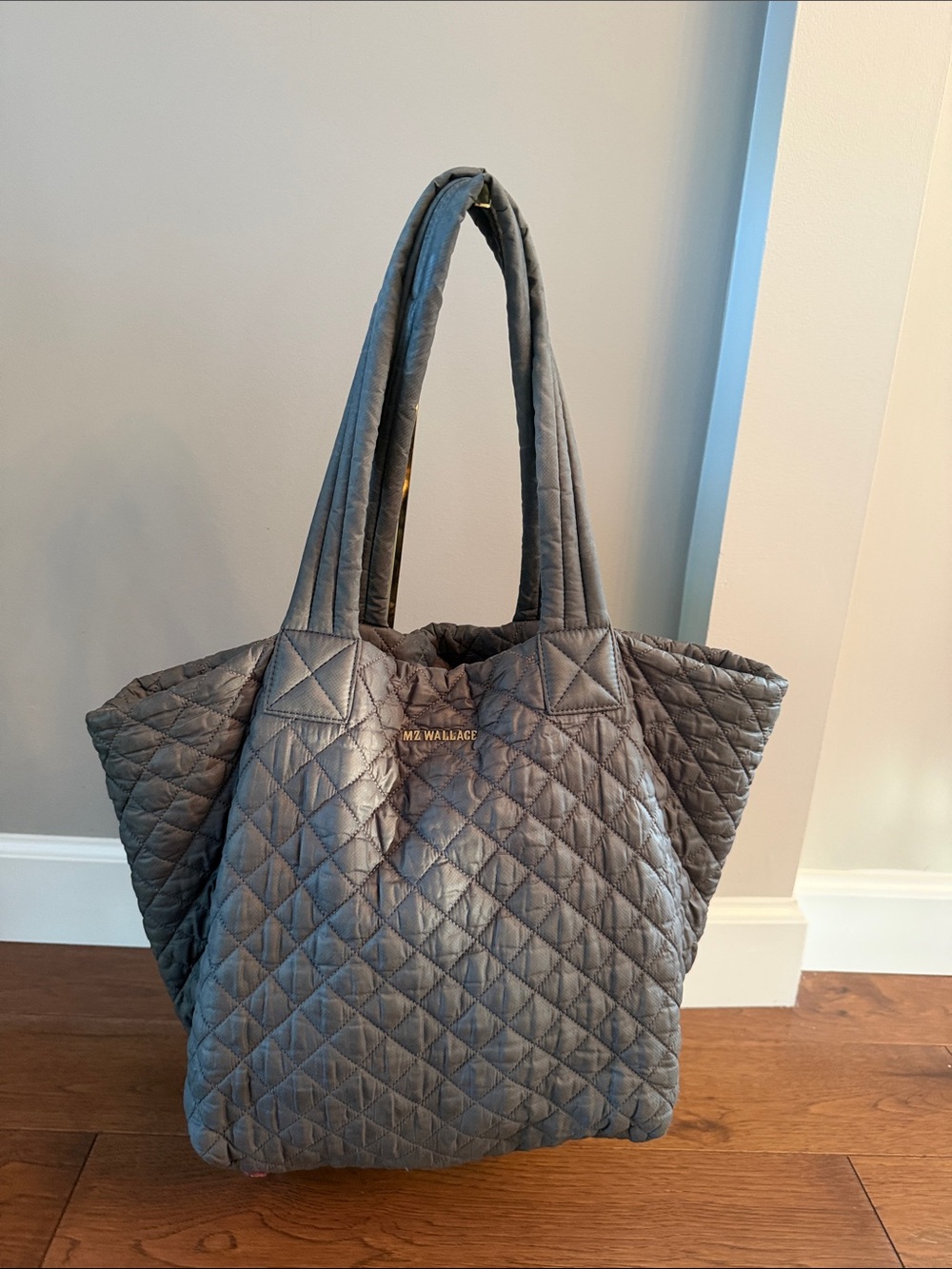 MZ Wallace Quilted Nylon Tote in Slate Gray